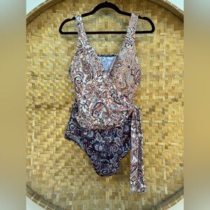 Lands’ End - Paisley Print Wrap Swimsuit